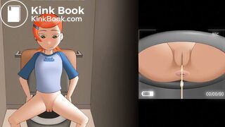 girl poops and farts in the toilet