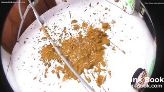 Girl poops purple panties