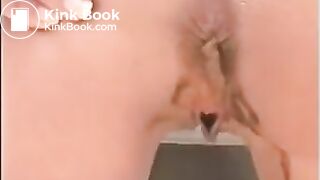 Cute girl bends over and squirts diarrhea