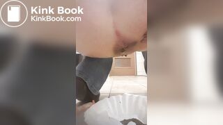 in a public toilet, a girl offers to put on a dirty con