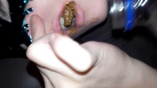 Real scat feeding amateur beauty slave girl
