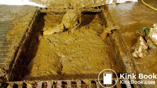 Betty submerges in cowshit during her workout