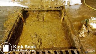 Betty submerges in cowshit during her workout