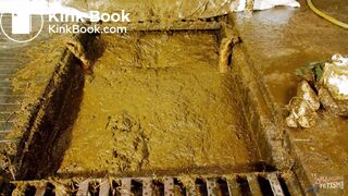 Betty submerges in cowshit during her workout