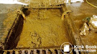 Betty submerges in cowshit during her workout