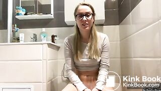 Sexy teen Ella shitting on toilet