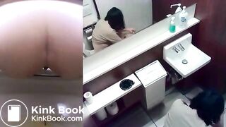 Japanese girl shitting on toilet