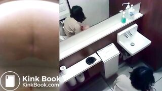 Japanese girl shitting on toilet