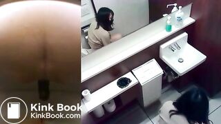 Japanese girl shitting on toilet