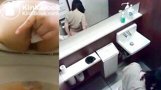 Japanese girl shitting on toilet
