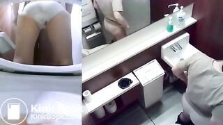 Japanese girl shitting on toilet