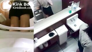 Japanese girl shitting on toilet