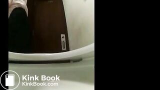 Japanese girl takes a shit on public toilet