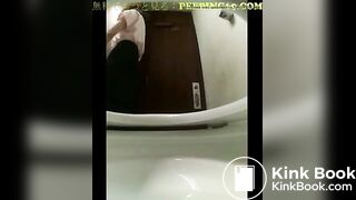 Japanese girl takes a shit on public toilet