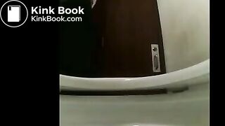 Japanese girl takes a shit on public toilet