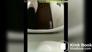 Japanese girl takes a shit on public toilet
