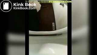 Japanese girl takes a shit on public toilet