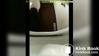 Japanese girl takes a shit on public toilet