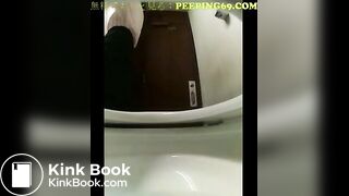 Japanese girl takes a shit on public toilet