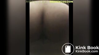 Japanese girl takes a shit on public toilet