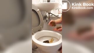 She eats shit from the toilets