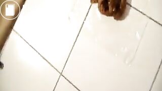 skinny girl does a perfect soft serve shit