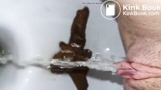 Woman pooping on toilet - video 16