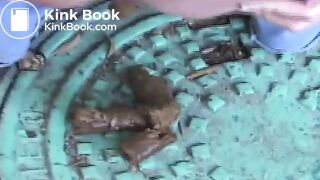 Beautiful woman defecating