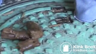 Beautiful woman defecating