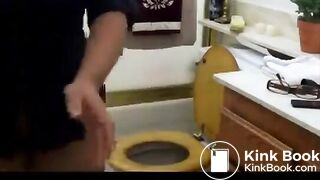 Blonde chick pooping