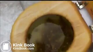 Blonde chick pooping