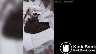 Black shit on toilet @@