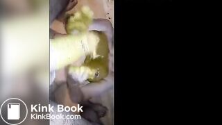 Brunette milf sucking a scat covered dick