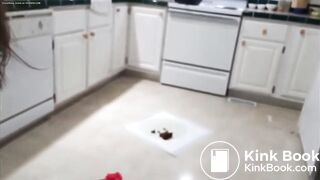 Good girls poop in the kitchen.