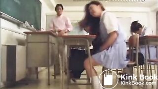School Girl Pooping in skirt in classroom