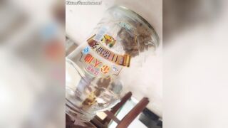 Chinese femdom pooping ion jar