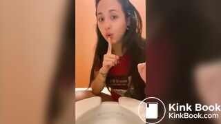 hot asian pornstar scat poop in public toilet
