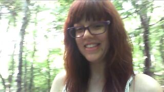 Outdoor Peeing and Pooping Big Log