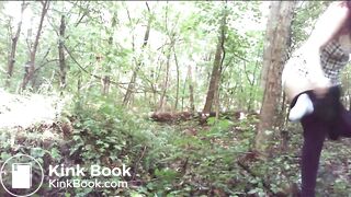 Outdoor Peeing and Pooping Big Log