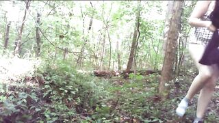 Outdoor Peeing and Pooping Big Log