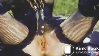 Retro Girl playing with shit