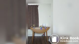 beautiful lady pooping on table part 1