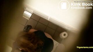 Redhead girl poops