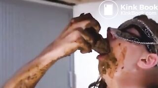 Sucking shit dirty dildo
