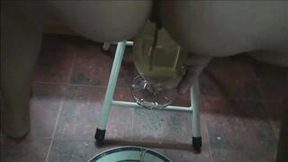 Elena shitting diarrhea in a plate