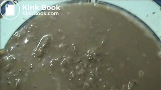 Elena shitting diarrhea in a plate