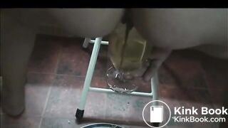 Elena shitting diarrhea in a plate