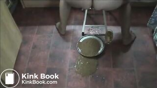 Elena shitting diarrhea in a plate