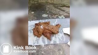 Joy angel pooping outside