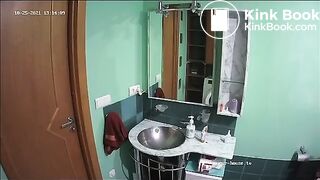 Sexy Blonde Strikes Again On The Toilet